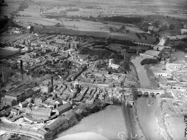 A bird's eye view of Tadcaster in April 1957.