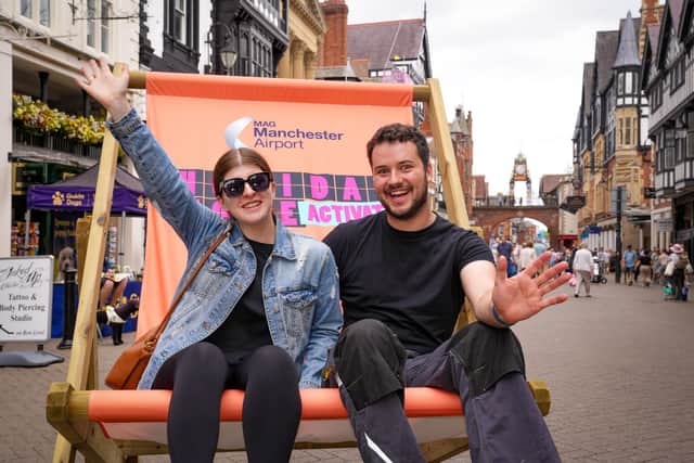 Manchester Airport unveiled a giant 6ft deckchair to officially mark where holiday mode is ‘activated’