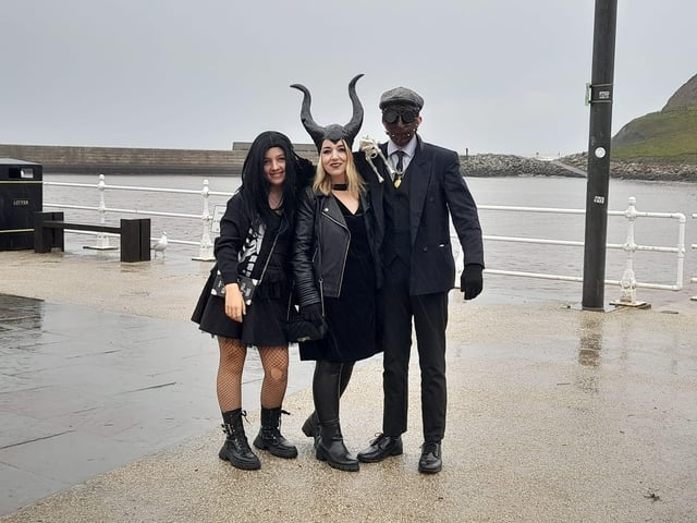 Emma Baxter said: "My daughter, me and my nephew at a wet and windy Whitby Goth Weekend."