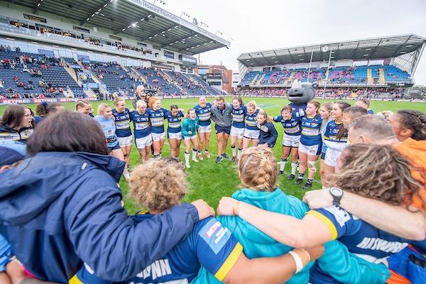Leeds' victory huddle following the semi-final win over Wigan.