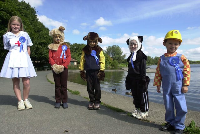 September 2001 and staff and patients at Silver Lane Surgery completed  a fancy dress sponsored walk around Yeadon Tarn for Martin House Children's Hospice and Wheatfields Hospice. They raised £800. Pictured are Chistofer Power, Zachery Saltys, Stephen Saltys, Georgina Saltys and Samantha Croft.