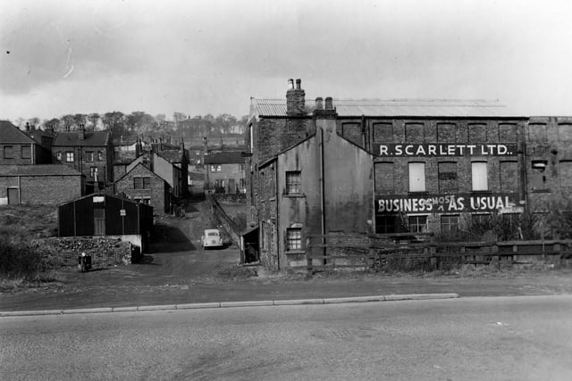 The Ring Road at Wortley in April 1952. Pictured is R Scarlett Ltd, Engineers and Stationers, Pegasus works,