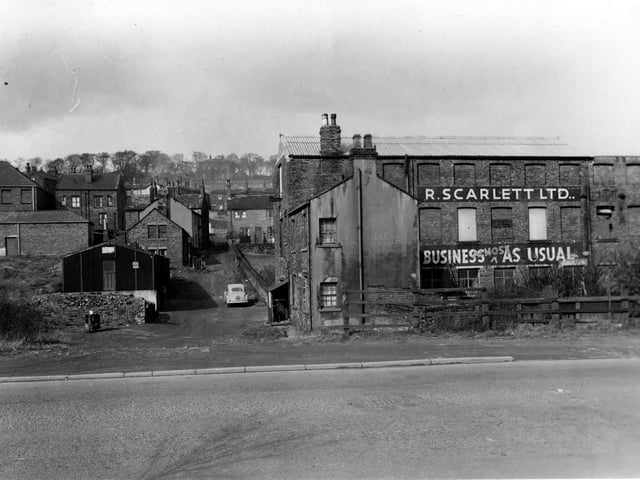 The Ring Road at Wortley in April 1952. Pictured is R Scarlett Ltd, Engineers and Stationers, Pegasus works,