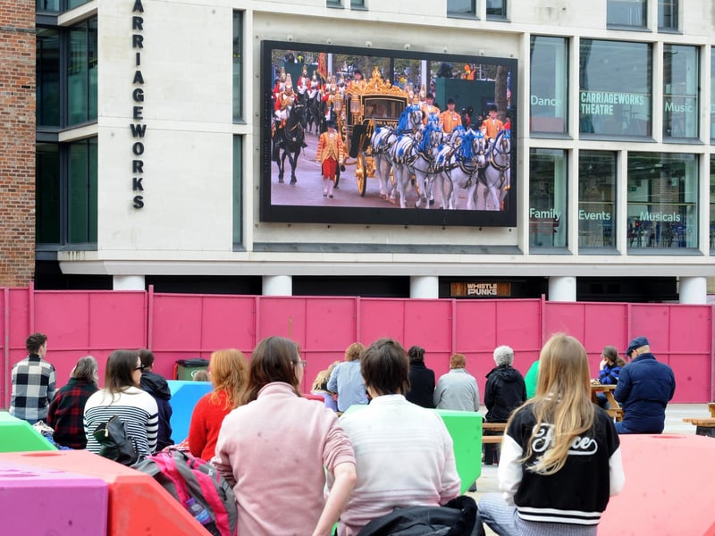 Crowds gathered at Millennium Square for the Coronation.