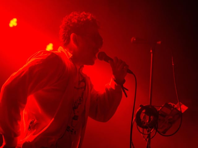 Warmduscher on stage at Leeds Beckett University