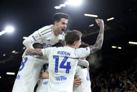 LATE DRAMA - Leeds United scored three goals after the 80th minute to beat league-leaders Leicester City 3-1 and narrow the gap to just six points. Pic: George Wood/Getty Images