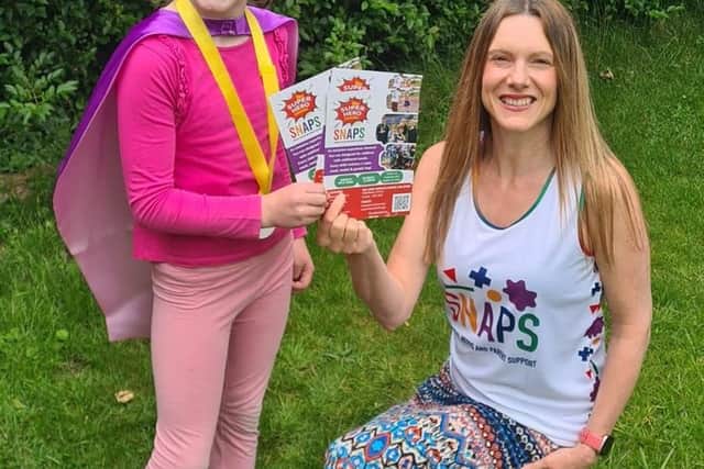 SNAPS Corporate Partnerships Manager Debbie Hardy with Amayah Harding, supporting this year's Superhero Challenge