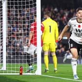 INSTANT IMPACT: Dan James draws Fulham level against Manchester United at Craven Cottage. Photo by Clive Rose/Getty Images.