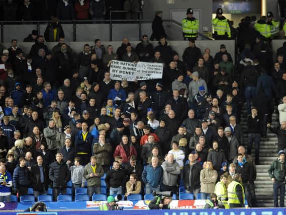 Leeds United fans away at Brighton on a Monday night last season.