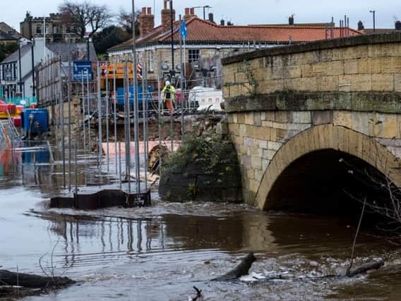 Flooding in Tadcaster - where repairs are still underway from the floods on Boxing Day 2015