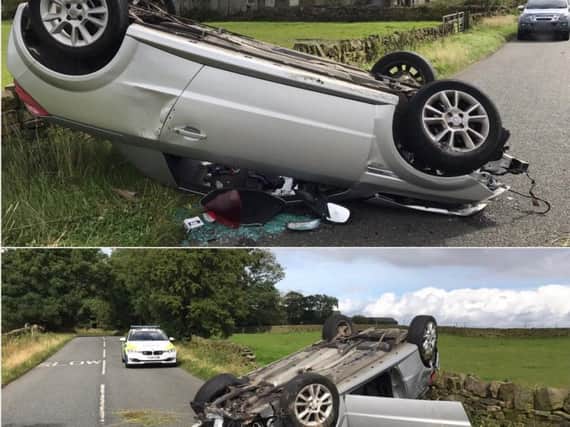 A flipped car. Photo: West Yorkshire Police