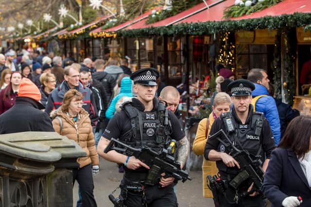 Armed police at a Christmas market