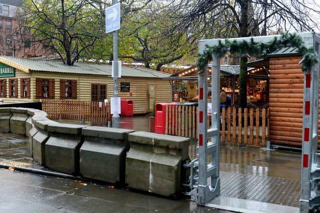Anti-terror barriers installed at a Christmas market