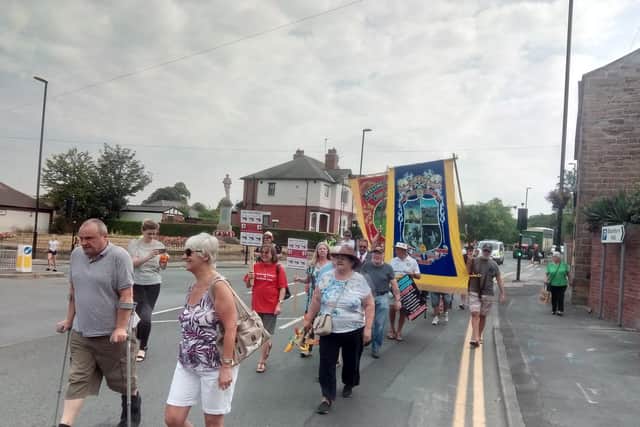 Campaigners marching in Rothwell.