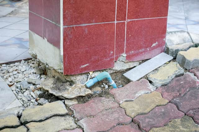 Subsidence can occur when water leaks into the soil from a broken drainpipe