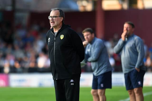 Marcelo Bielsa on the touchline for Leeds United's pre-season friendly at Forest Green.