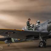 Boultbee Flight Academy co-founder Matt Jones with the Spitfire at Leeds Bradford Airport