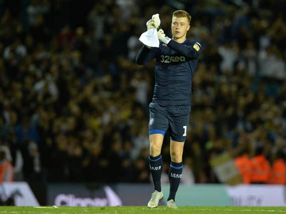 Bailey Peacock-Farrell applauds the crowd after last Friday's 0-0 draw between Leeds United and Middlesbrough.