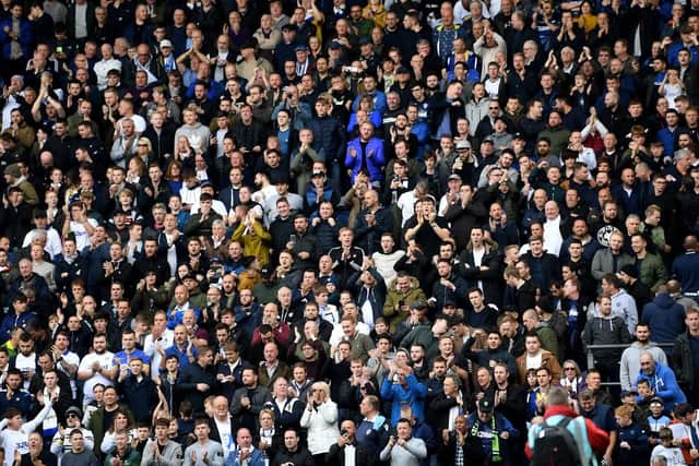 Blackburn Rovers v Leeds. Ewood Park, Blackburn. United's travelling fans.
20th October 2018. Jonathan Gawthorpe