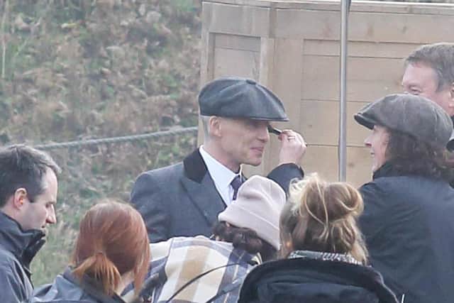 Cillian Murphy who plays Thomas Shelby on set at the Black Country Museum.