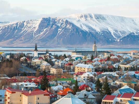 Reykjavik on the coast of Iceland can be reached from Leeds Bradford Airport