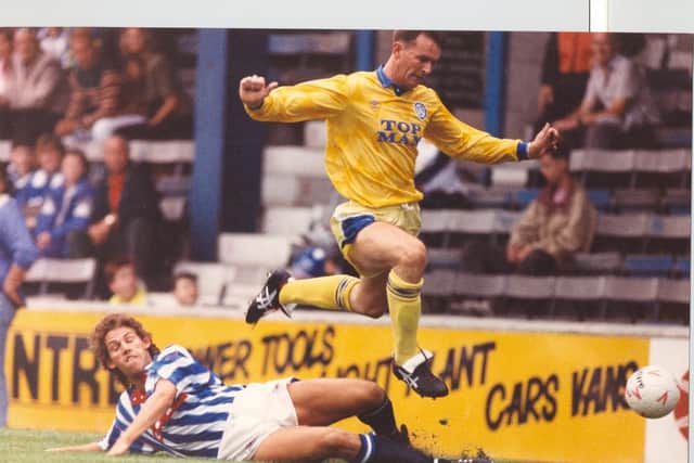 More West Riding Senior Cup group stage action. Mike Whitlow skips over a challenge.