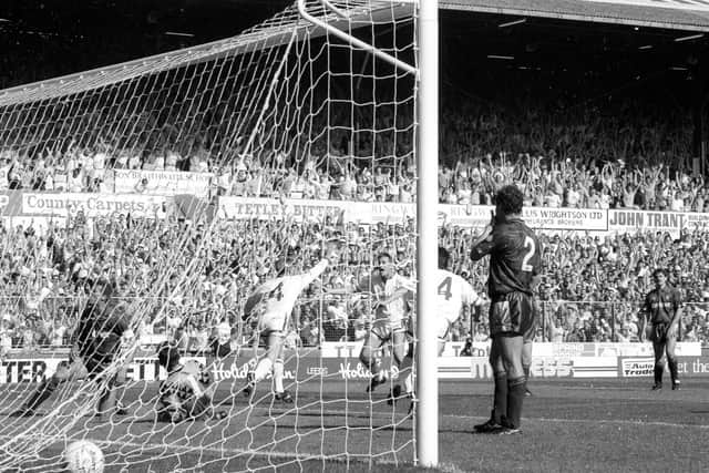 We love this photo! David Batty celebrates scoring at Elland Road.
