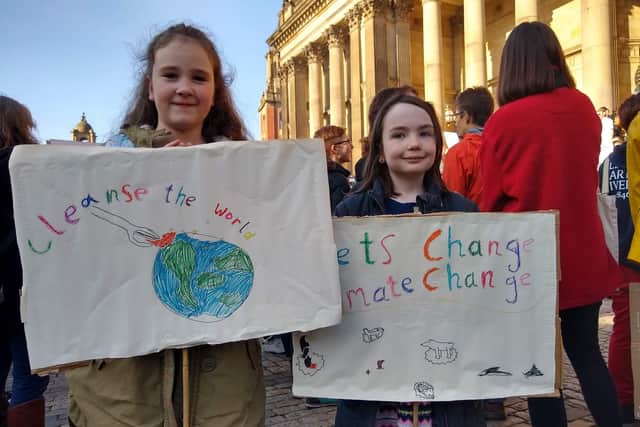 Julia Parker and Florence Allworth at the climate change protest.