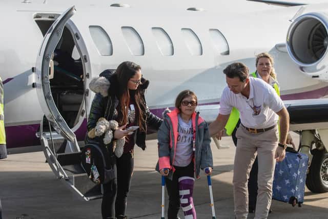Rayne and her mum Ness leave the ambulance flight (pic: Andrew Easby)