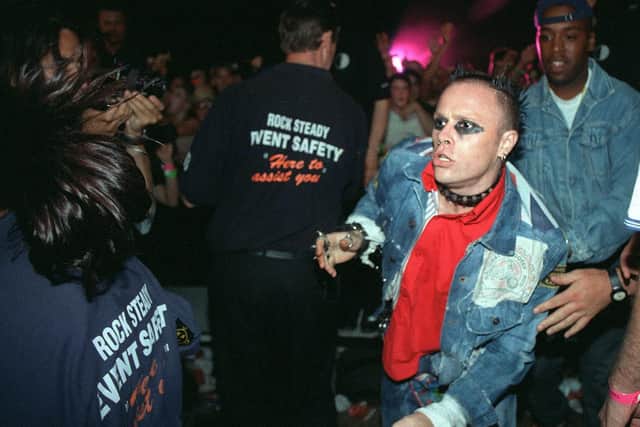 Reviewers at the time made reference to how Beck, who was playing another stage at the same time as The Prodigy, lost out to Keith Flint's amazing, audience grabbing show. Photo: Mark Bickerdike