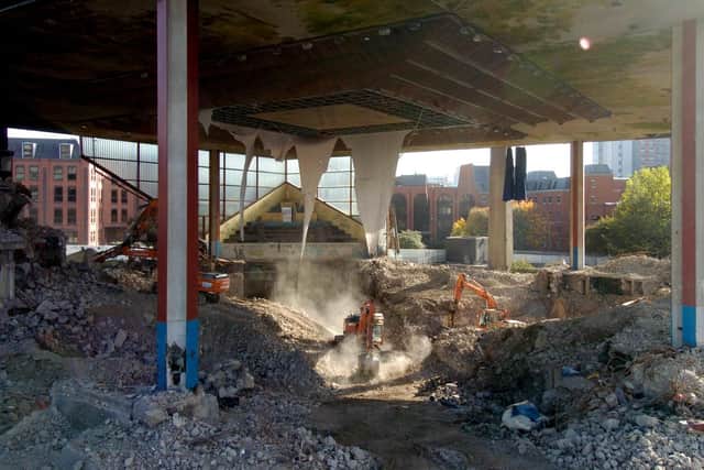 Demolition work at the Leeds International Pool in 2009.