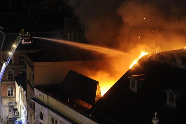 The huge fire which burned at the site of the former Majestyk nightclub