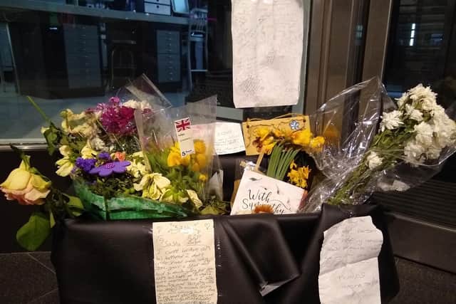 Floral tributes to rough sleeper Sasha.