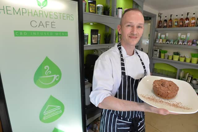 Cheesecake infused with CBD oil is one of the menu choices at the HempHarvesters cafe