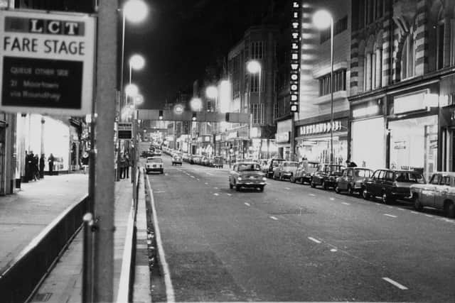 Night time on Briggate.