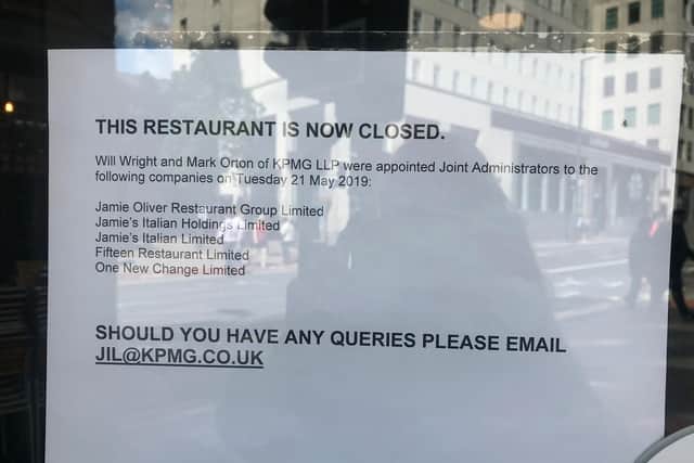 The restaurant closure notice