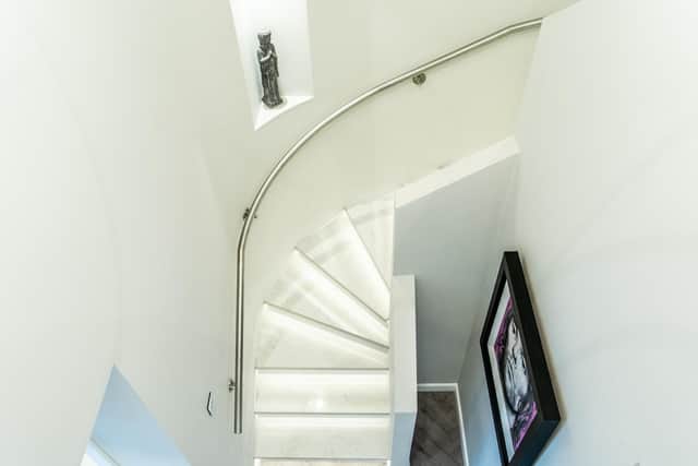 The old wood stairs clad were in Silestone.