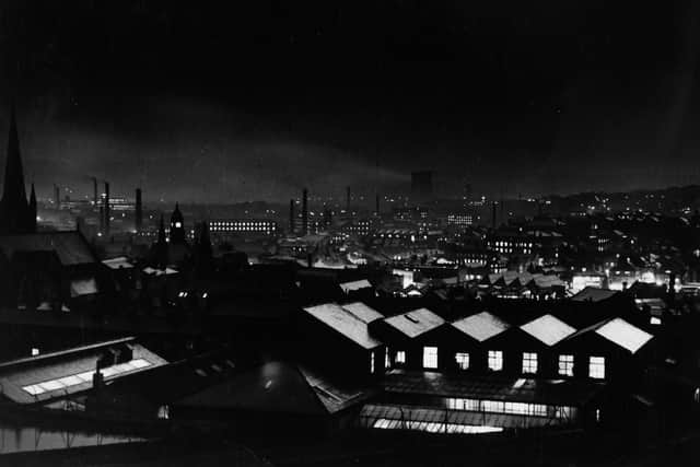 A night scene of Dewsbury from Crackenedge.