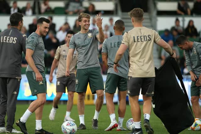 Leeds were put through their paces in front of their supporters - answers on a postcard for what Patrick Bamford finds amusing!