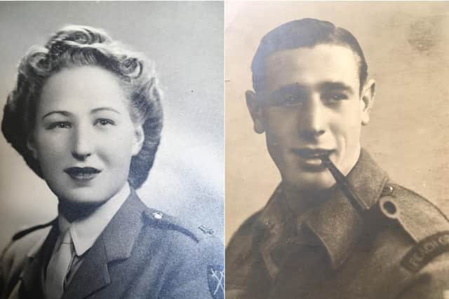 June Denby and Jack Mortimer in uniform.