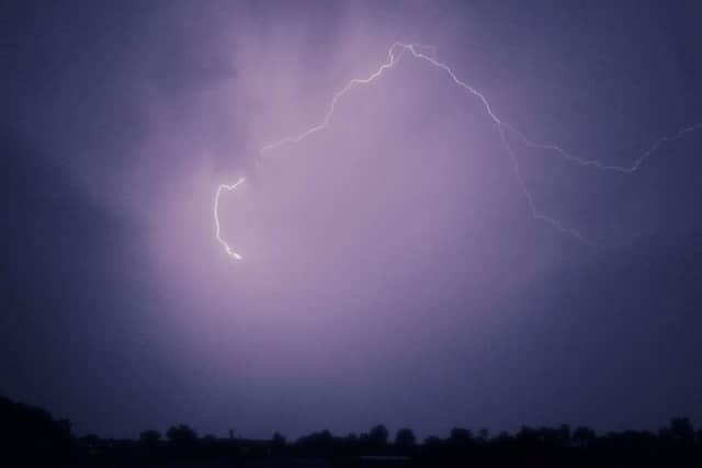 The lightning strikes in Yorkshire on Wednesday night. Photo: Sarah Sharpe