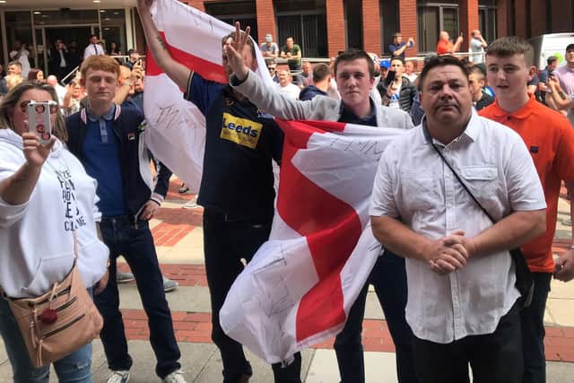 'Free Tommy Robinson' protesters in Leeds Court