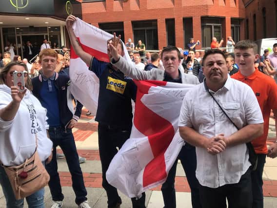 'Free Tommy Robinson' protesters in Leeds Court