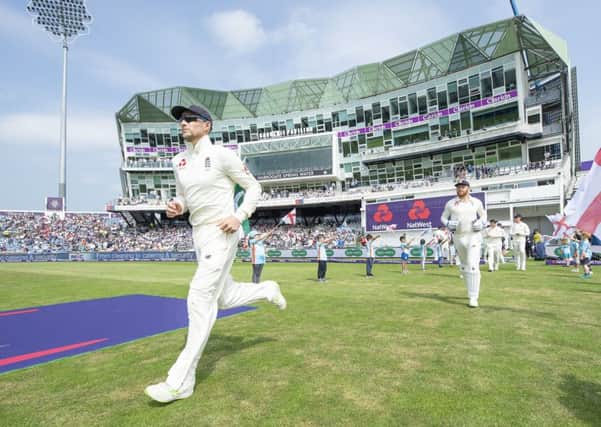LET'S GET AT IT: England captain Joe Root leads England out to the field against Pakistan at Headingley on day one of the second Test match. Picture: Allan McKenzie/SWpix.com