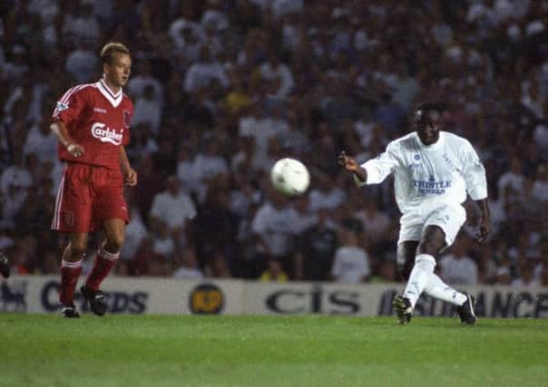 Tony Yeboah scores his wonder goal against Liverpool in 1995.
