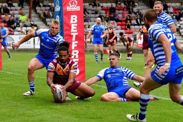 Joel Farrell touches down for Batley.
