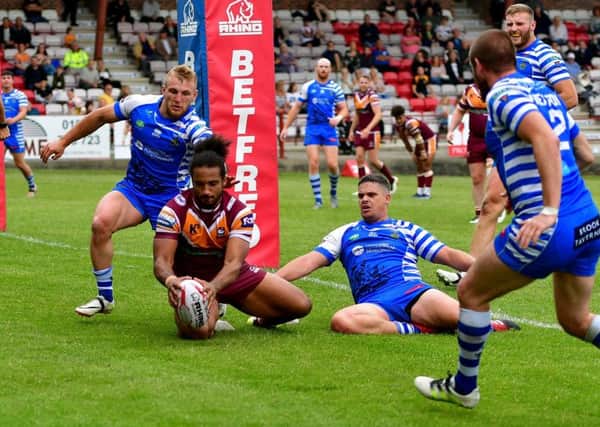 Joel Farrell touches down for Batley.