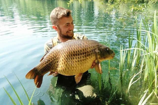 Reece Lyle shows off just a part of his 176lb-winning catch in the latest Bradford No1 carp contest at Knotford.