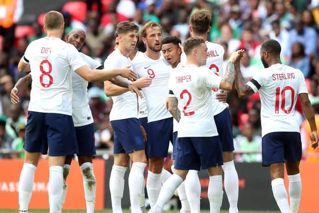 England celebrate against Nigeria.
