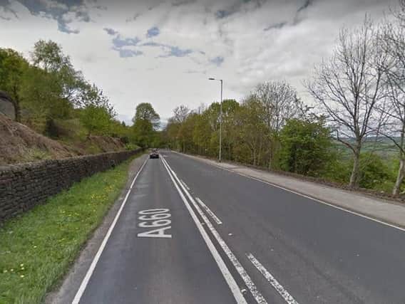 The motorbike crashed into a dry stone wall on the A660 Leeds Road between Otley and Bramhope. Picture: Google